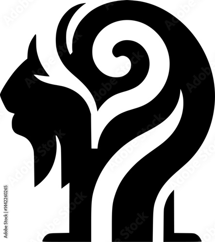 Abstract Black and White Behemoth Logo in Negative Space Style
