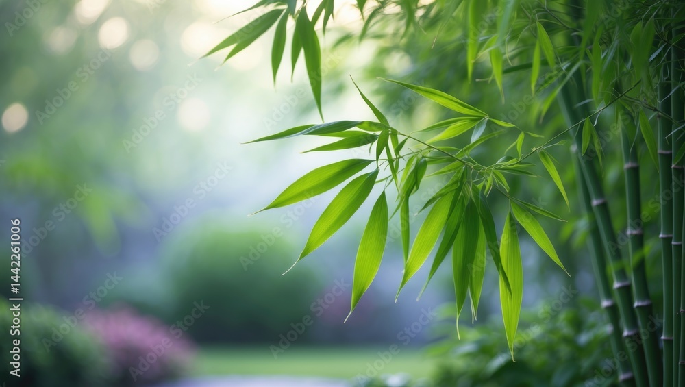 Obraz premium Bamboo, a type of evergreen plant, undergoes yearly leaf turnover.