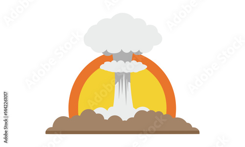Nuclear explosion with a large mushroom cloud vector illustration depicting destruction and power