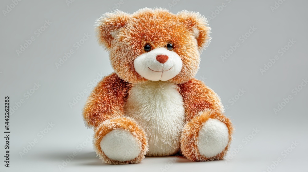 Obraz premium a soft, plush teddy bear on a white isolated background, cute and comforting look