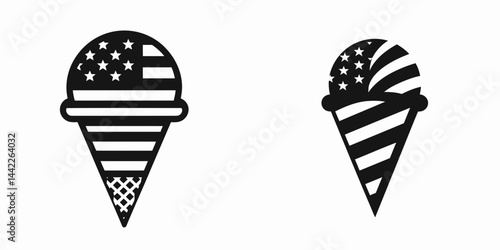 The Ice Cream Cone. Symbol Vector Clip art. Frozen dessert treat container a sugary tasty summer refreshment holding delight.