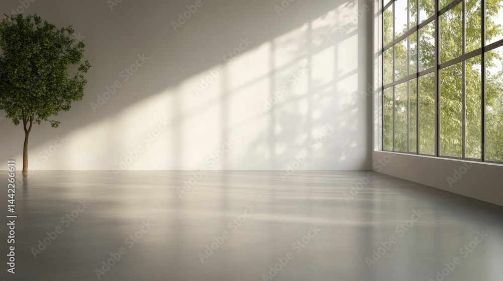 Fototapeta premium Empty room with tree and window light