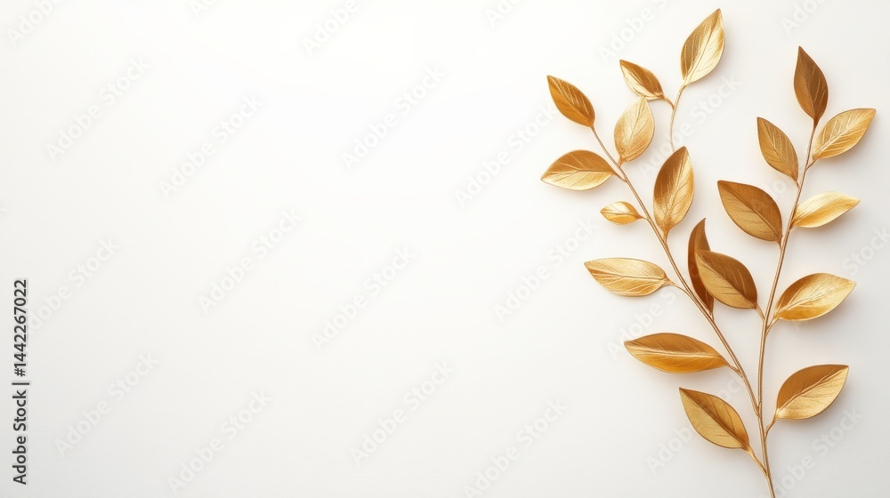 Gold leaf branch on white Gold leaf branch on white