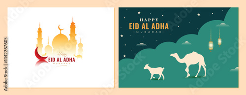 Eid al adha wishes and greetiing social media two post banner vector design 