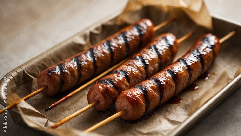 Grilled sausages on skewers Grilled sausages on skewers