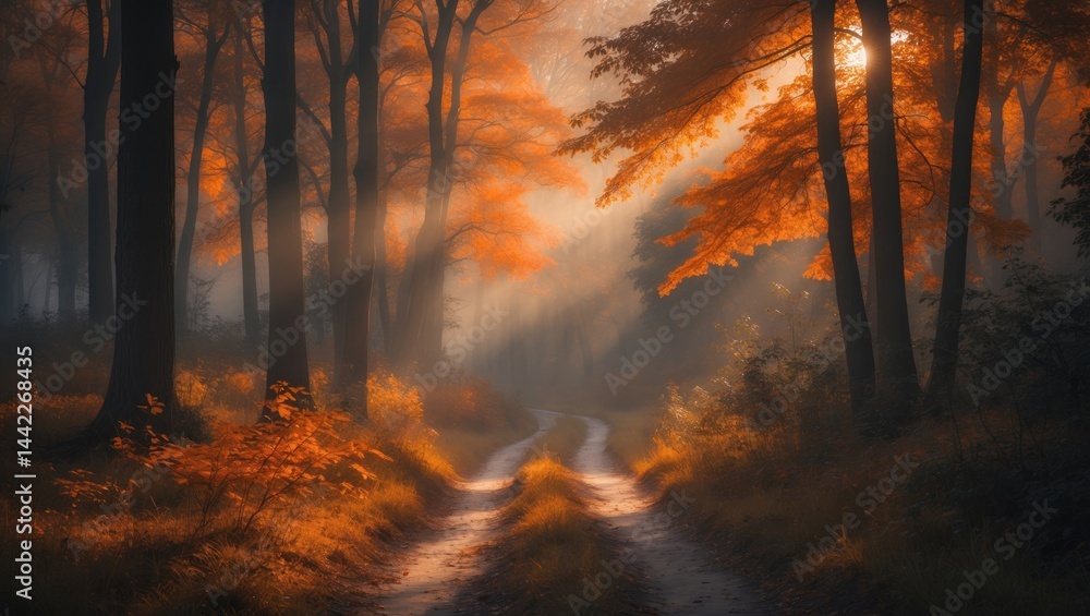 Obraz premium Forest in the morning of autumn