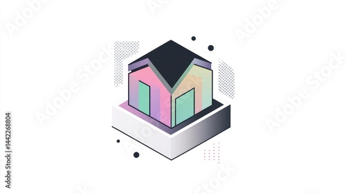 Wallpaper Mural Isometric House Illustration, Modern Design, White Background, Website Use Torontodigital.ca