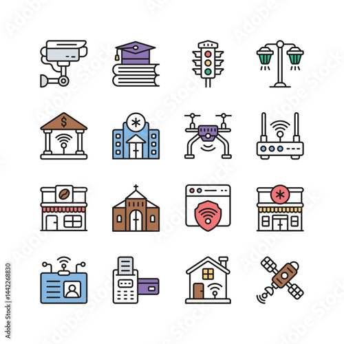 Get this amazing collection of smart city linear icons, ready for premium use