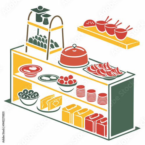 Buffet vector silhouette illustration isolated on white background
