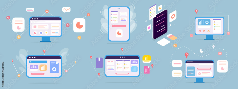 business with computer and infographic vector design business with computer and infographic vector design