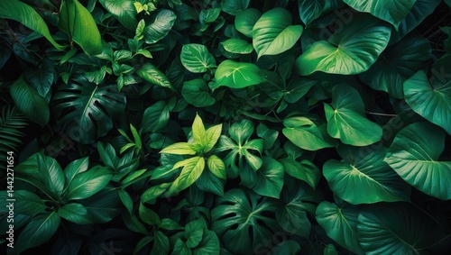Wallpaper Mural Tropical leaves texture in green background Torontodigital.ca