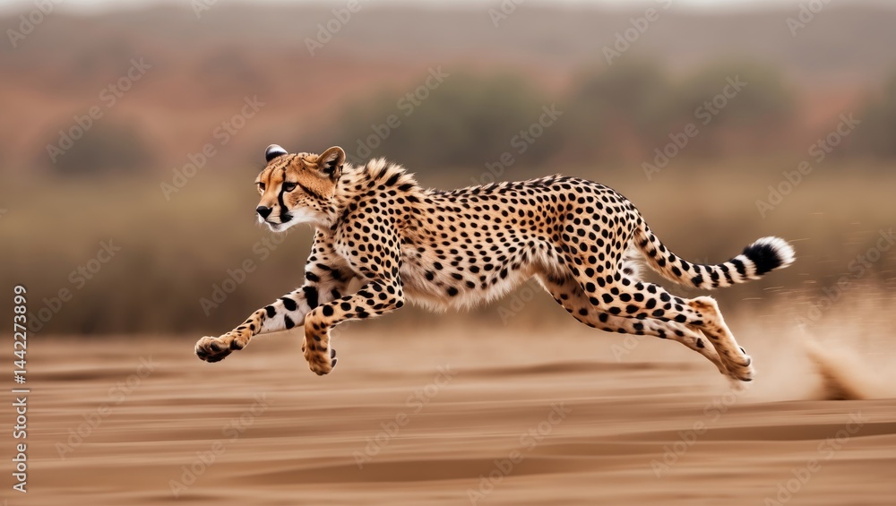 Obraz premium Motion blur image of a juvenile cheetah sprinting