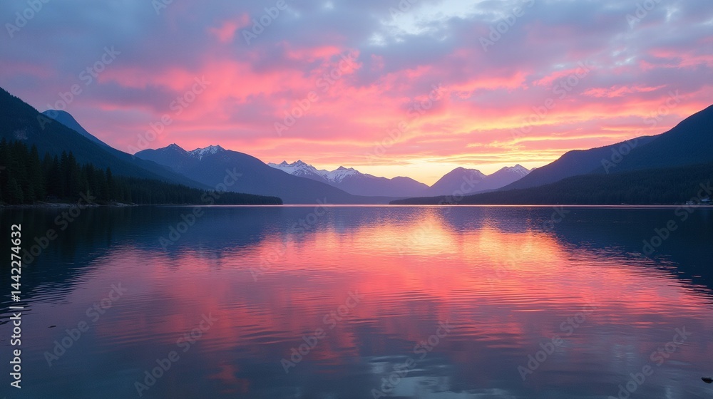 Fototapeta premium Sunset Symphony: Reflecting Nature's Beauty