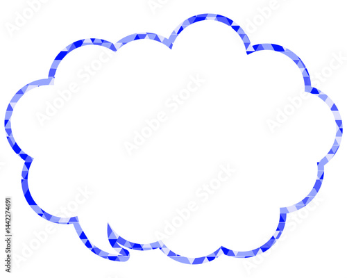 ステンドグラス風吹き出し　三角形模様　丸みのある雲形