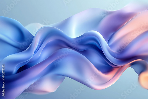 Wallpaper Mural A digital artwork featuring abstract, fluid shapes in pastel gradients. The background has a smooth transition of colors from light blue to blue and cyan.  Torontodigital.ca