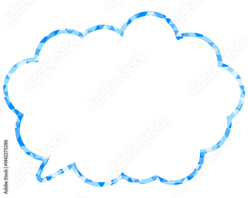 ステンドグラス風吹き出し　三角形模様　丸みのある雲形