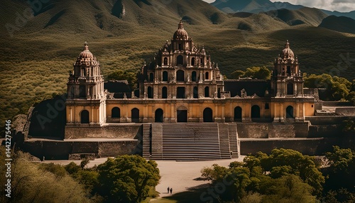 Ancient Temple Architecture in a Mountainous Landscape