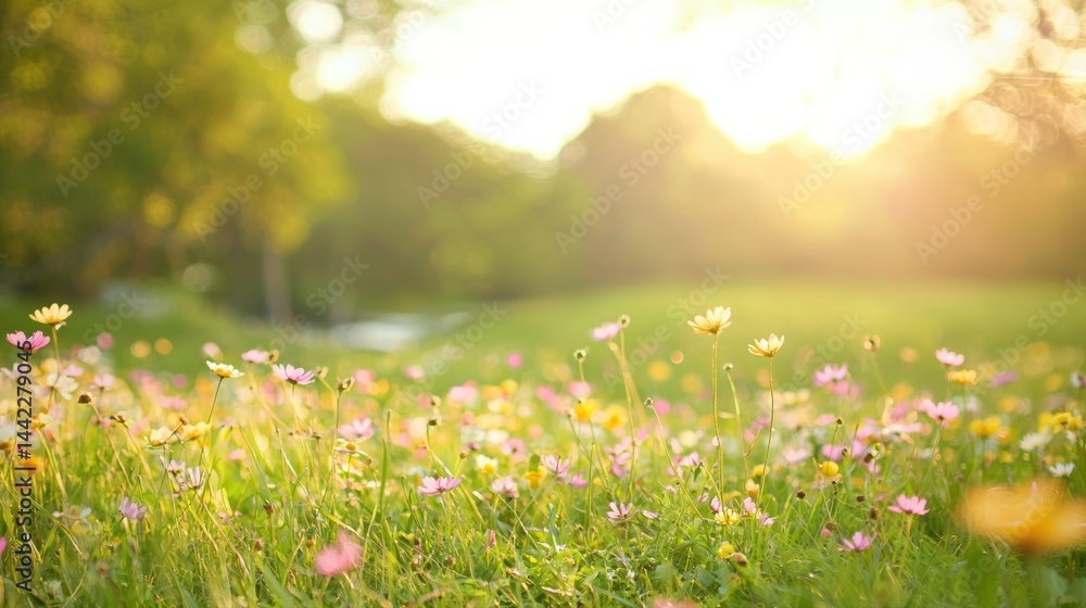 Fototapeta premium Spring meadow a tranquil landscape of renewal and growth