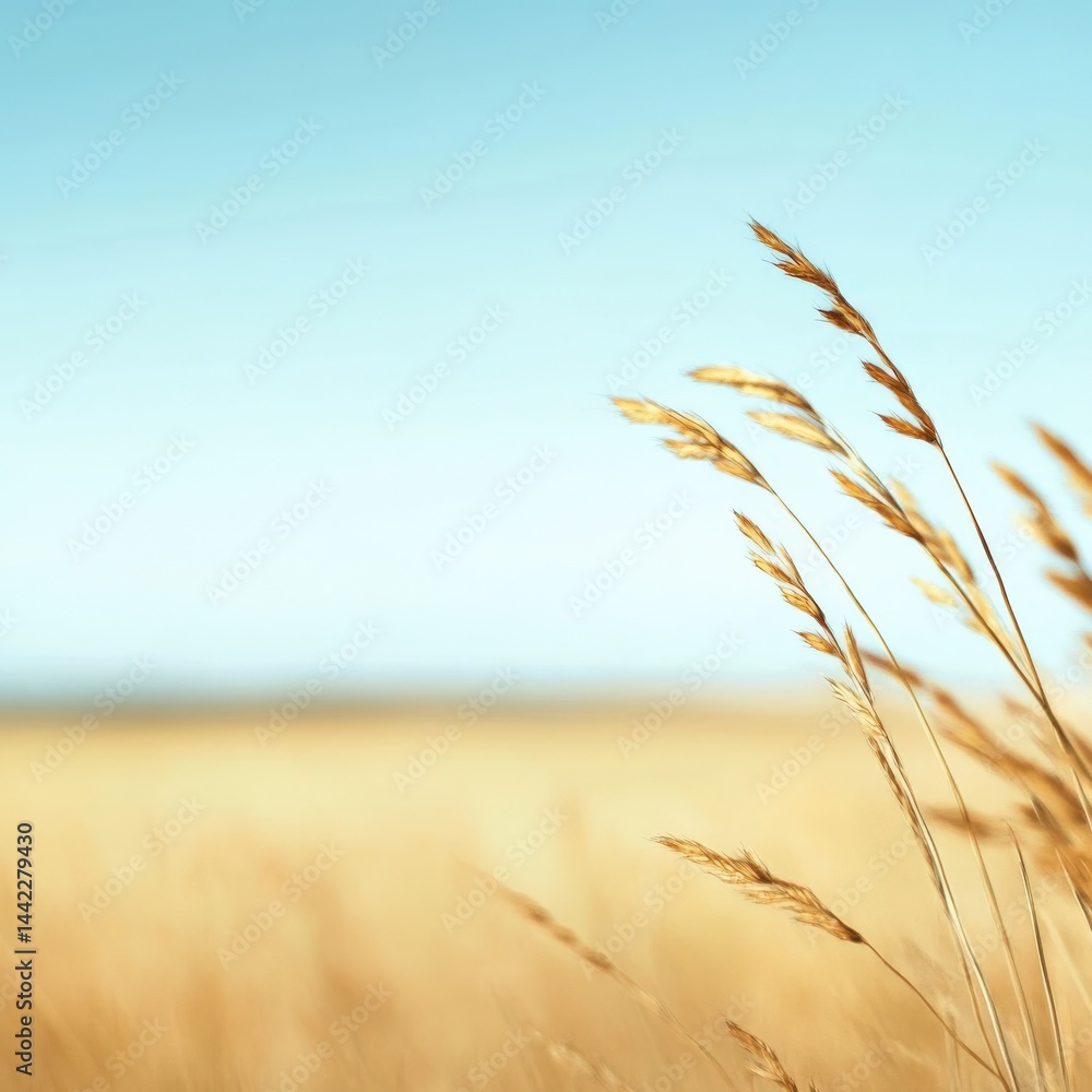 Fototapeta premium Wheat stalks against blue sky