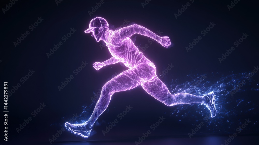 Naklejka premium Runner in digital motion effect