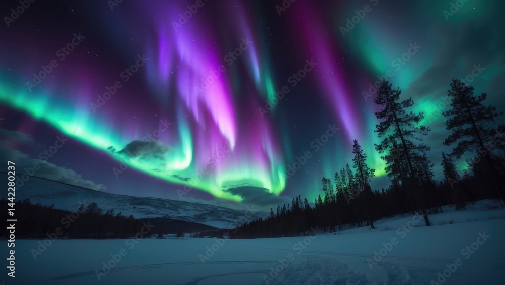 custom made wallpaper toronto digitalThe hills illuminated by a mesmerizing dancing aurora