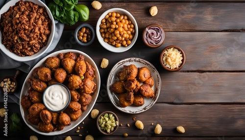Appetizing Dish of Fried Bites and Toppings