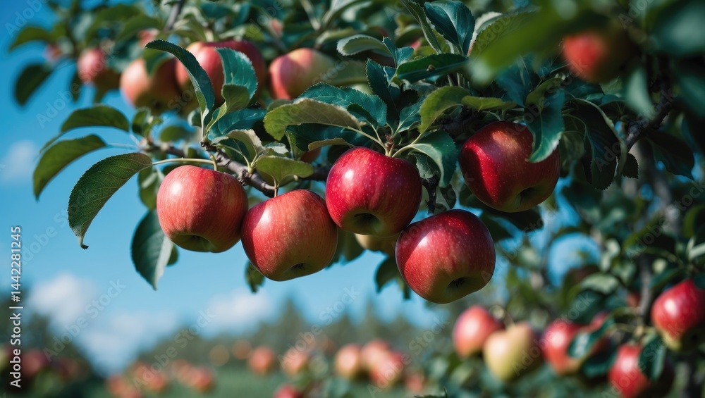 Obraz premium Apple garden: fresh agriculture and red fruit