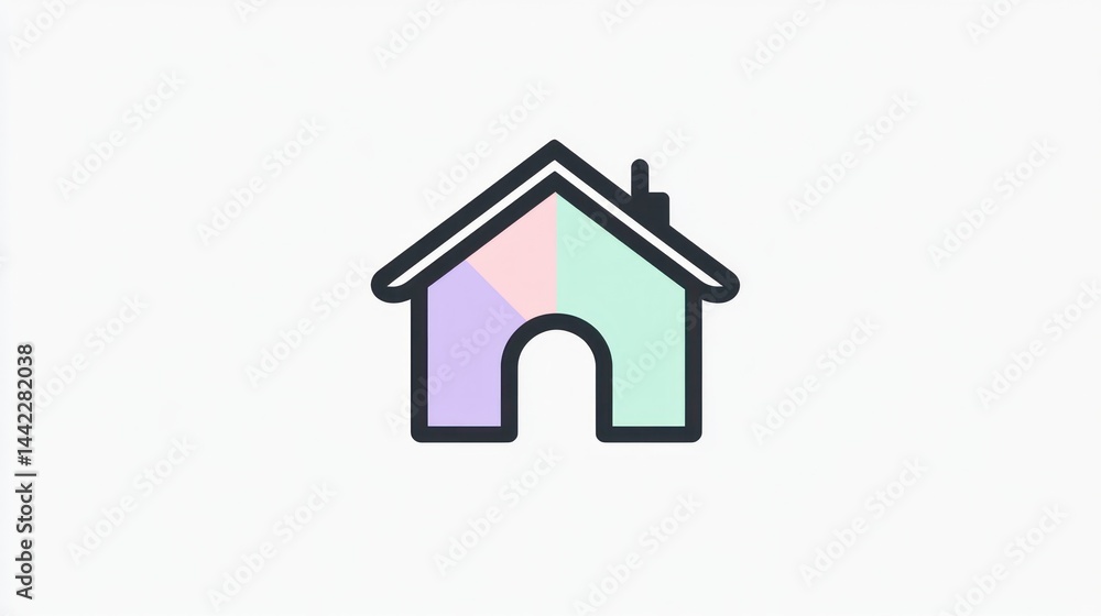 Simple House Icon, Pastel Colors, Flat Design, Graphic Element, Digital Illustration, Background White, Use Website Design, Logo, Template Simple House Icon, Pastel Colors, Flat Design, Graphic Element, Digital Illustration, Background White, Use Website Design, Logo, Template