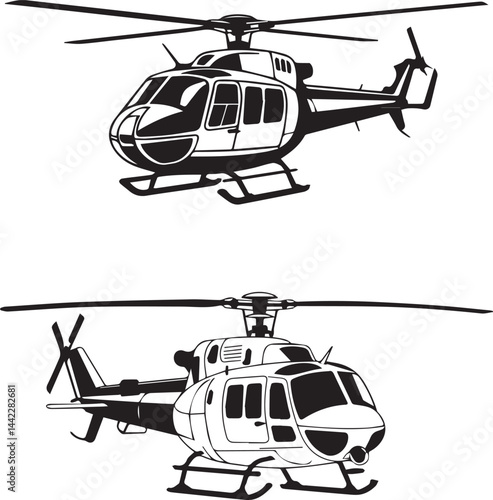 Flat Helicopter Icon Collection