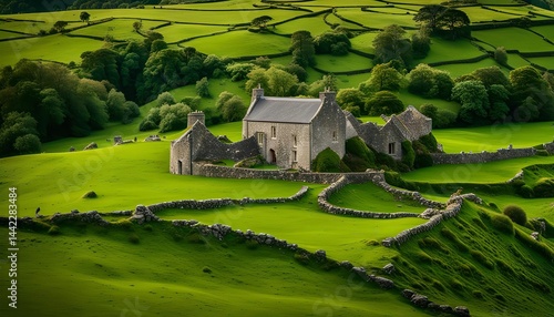 Stone Farmhouse in Rolling Green Hills