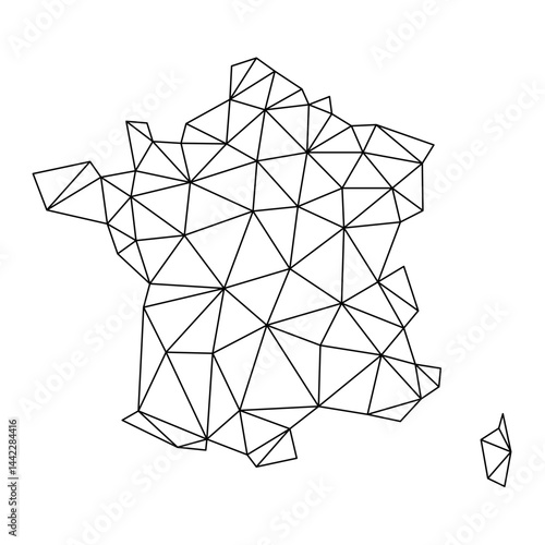 France low poly origami style map. Geometric map simple abstract tech style.