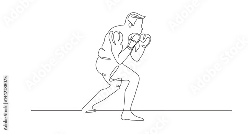 continuous one line drawing with muay thai sport match concept. vector illustration