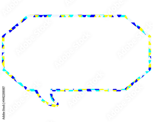 ステンドグラス風吹き出し　三角形模様　細長い八角形