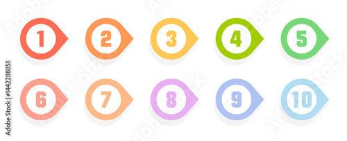 Obraz na płótnie Number bullet point design element set. List numbers for infographics - simple colorful modern graphic design. w salonie