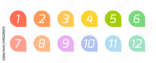 Obraz na płótnie Bullet point numbers design element set. Colorful list markers collection, number 1 to 12. w salonie