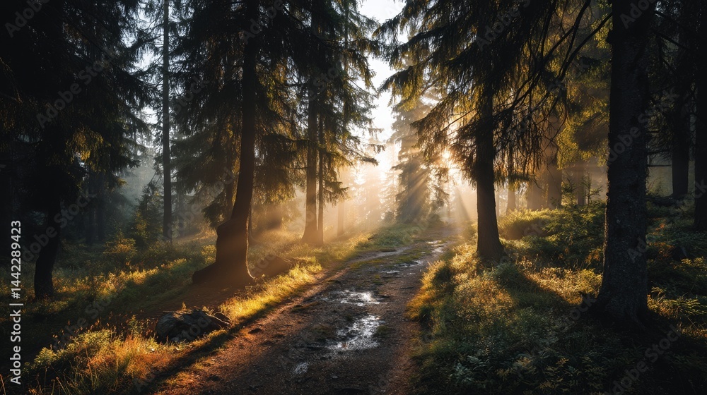 Obraz premium The Silent Forest is particularly stunning in the spring when it is bathed in beautiful bright sun rays