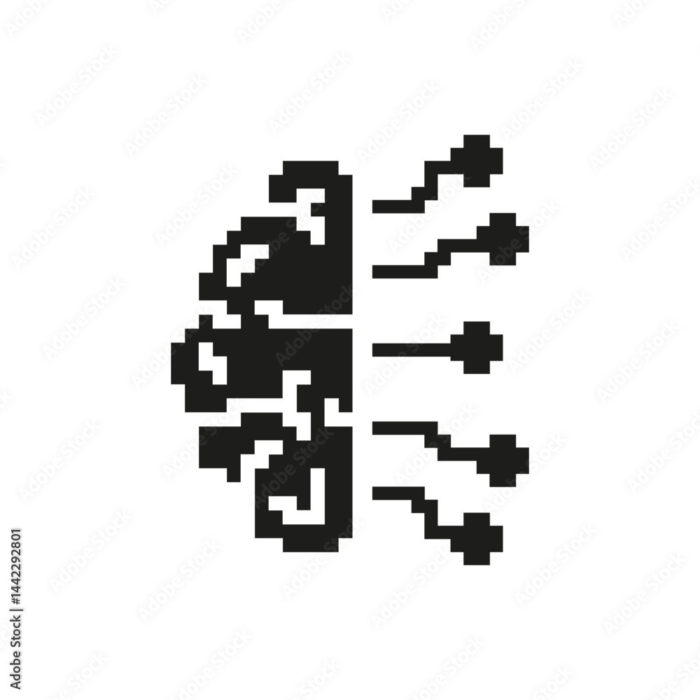 Pixelated Brain With Circuit Lines Icon. Artificial Intelligence And Neural Network Technology Symbol. Digital Innovation And Machine Learning Concept. Isolated Vector Illustration Pixelated Brain With Circuit Lines Icon. Artificial Intelligence And Neural Network Technology Symbol. Digital Innovation And Machine Learning Concept. Isolated Vector Illustration