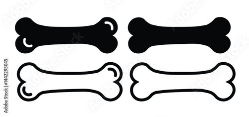 Set of bone vector icons. Bone outline icon. Bone for pet dog. Puppy nutrition. Vector 10 Eps
