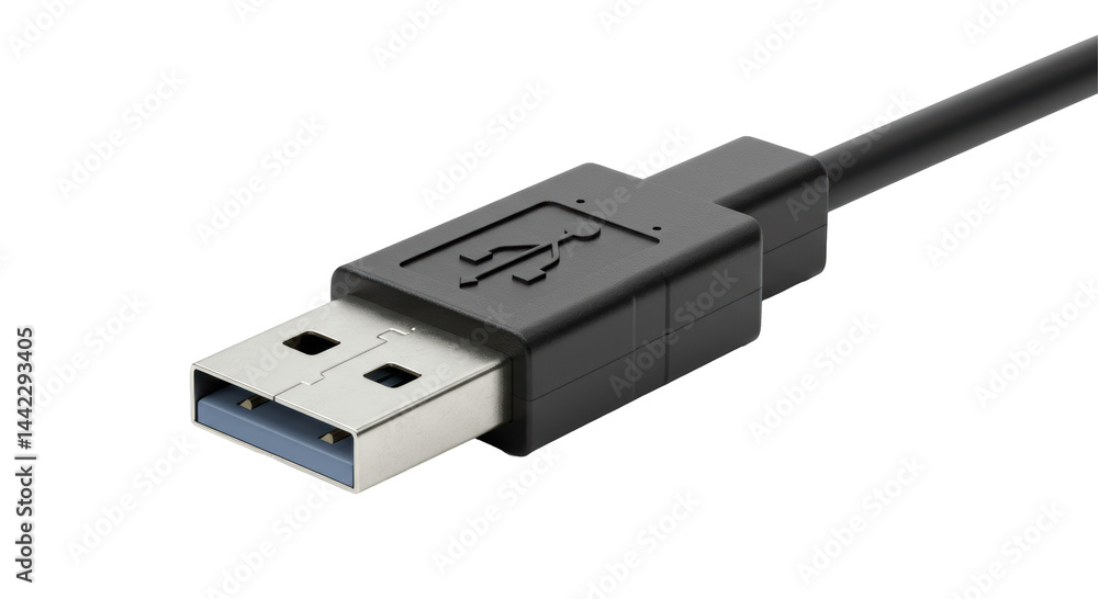 Isolated USB 3.0 Connector Cable Close-Up Isolated USB 3.0 Connector Cable Close-Up