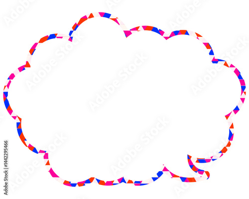 ステンドグラス風吹き出し　三角形模様　丸みのある雲形