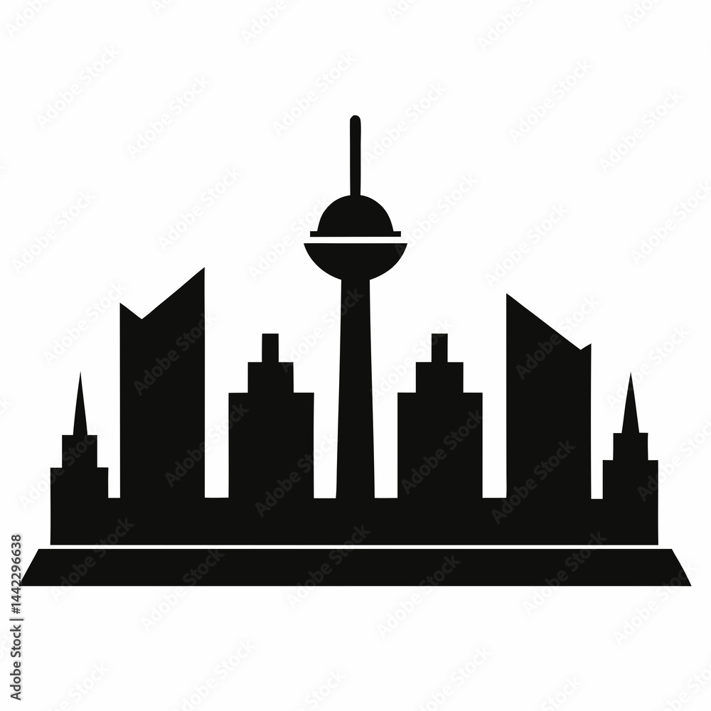 Obraz premium City icon vector silhouette illustration isolated on white background