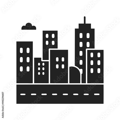 City icon vector silhouette illustration isolated on white background