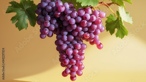 Wallpaper Mural Luscious ripe grapes accompanied by airborne leaves on a plain background Torontodigital.ca