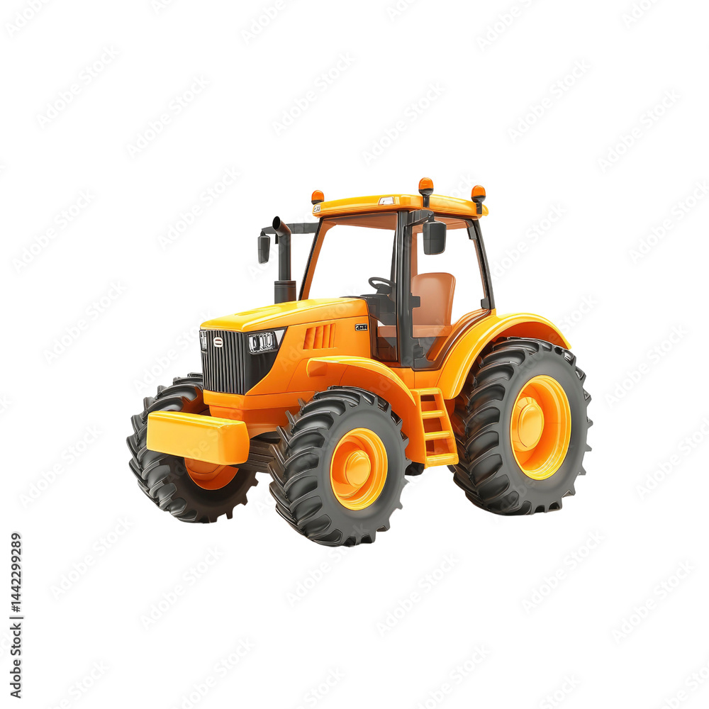 Powerful Orange Farm Tractor Isolated on Transparent Background Powerful Orange Farm Tractor Isolated on Transparent Background