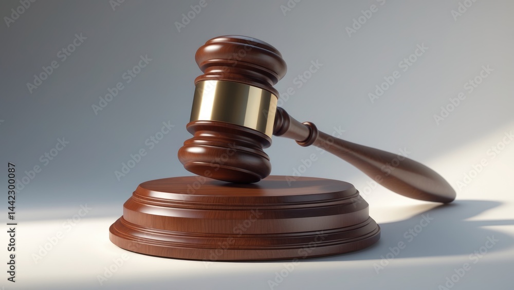 Gavel placed on a simple background Gavel placed on a simple background