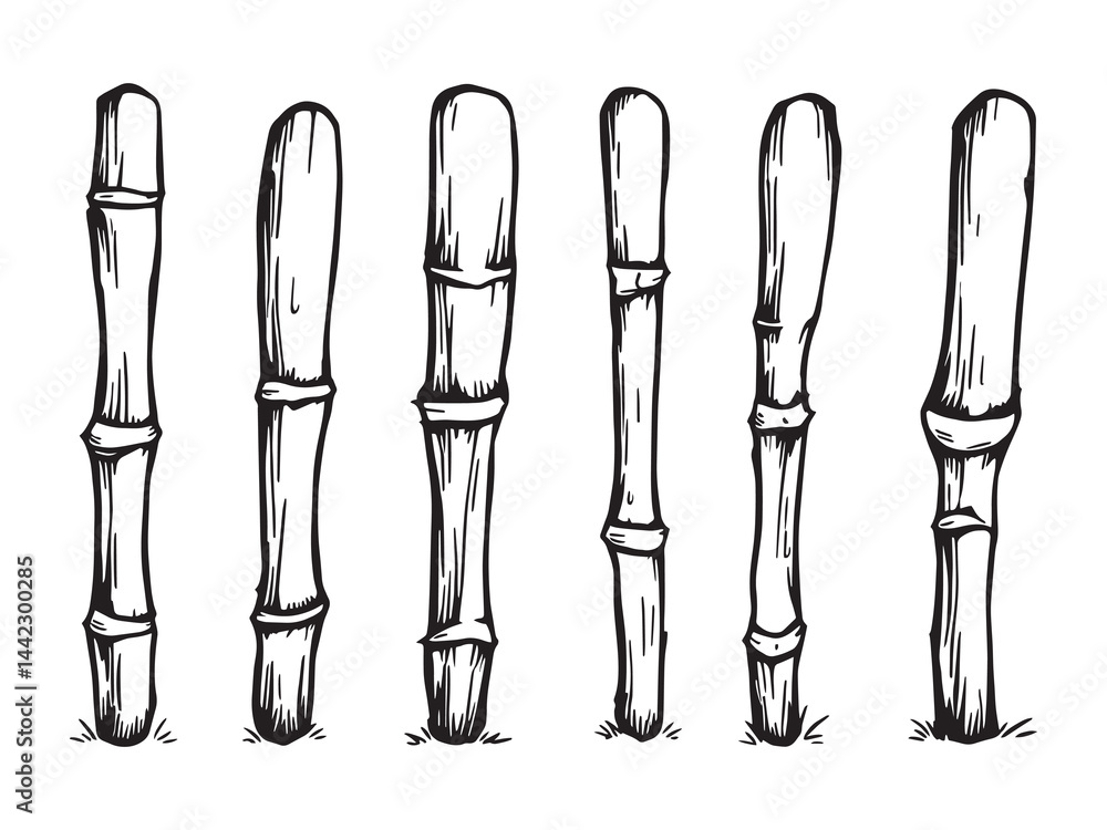 Bamboo Stake Line Art Vector for Garden and Landscaping Bamboo Stake Line Art Vector for Garden and Landscaping