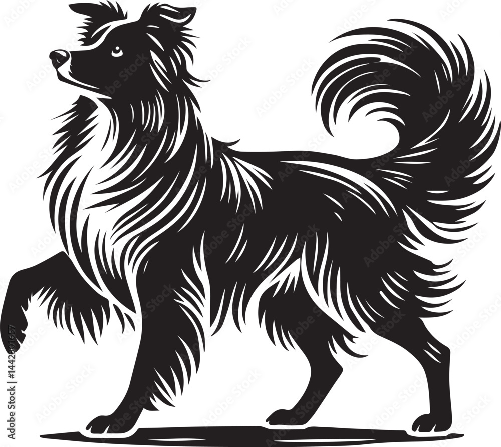 Obraz premium Border Collie Black and White Vector Silhouette for Logos