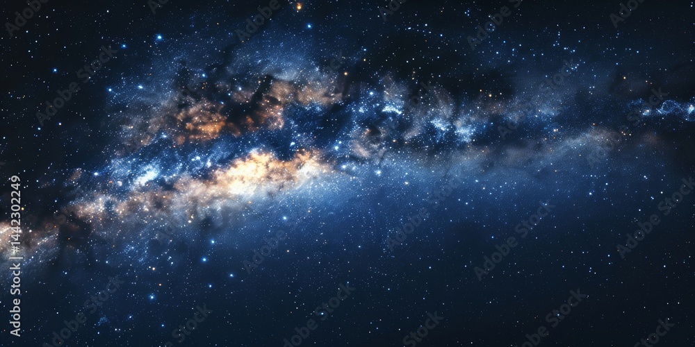 Fototapeta premium Vast galaxy filled with stars and cosmic clouds captured from a distant viewpoint in deep space