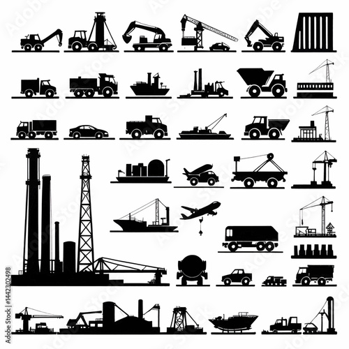 Silhouetted Industrial Symphony Machines  Structures Unite