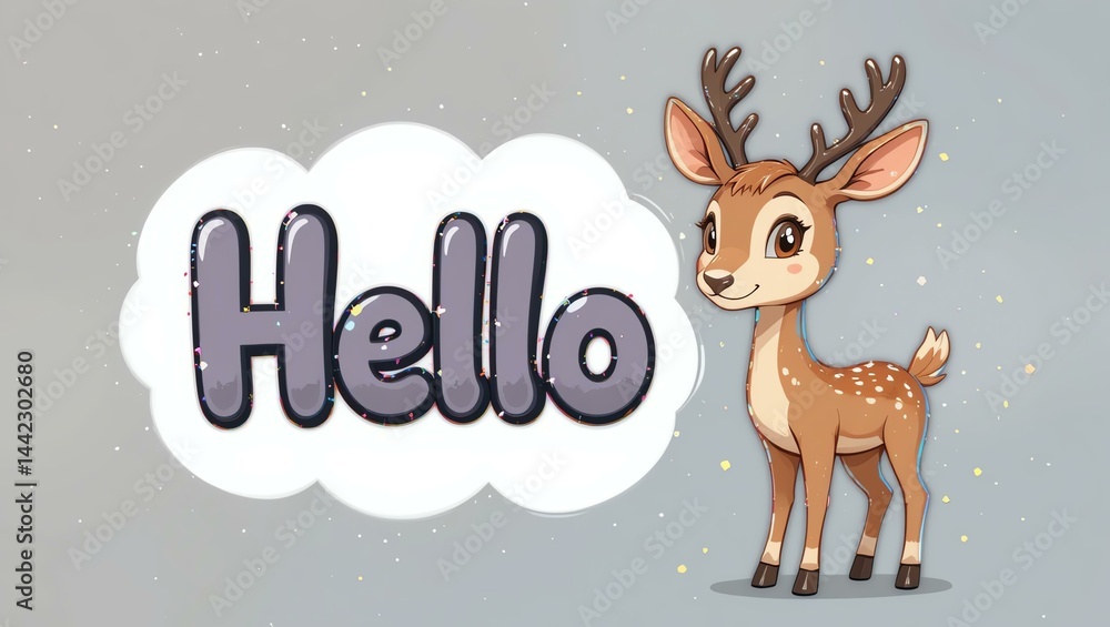 A charming illustration of a young deer with antlers, bringing a playful and friendly vibe to any project. A charming illustration of a young deer with antlers, bringing a playful and friendly vibe to any project.